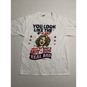Port & Company, 4th of July, white graphic tee, men's medium t-shirt #353